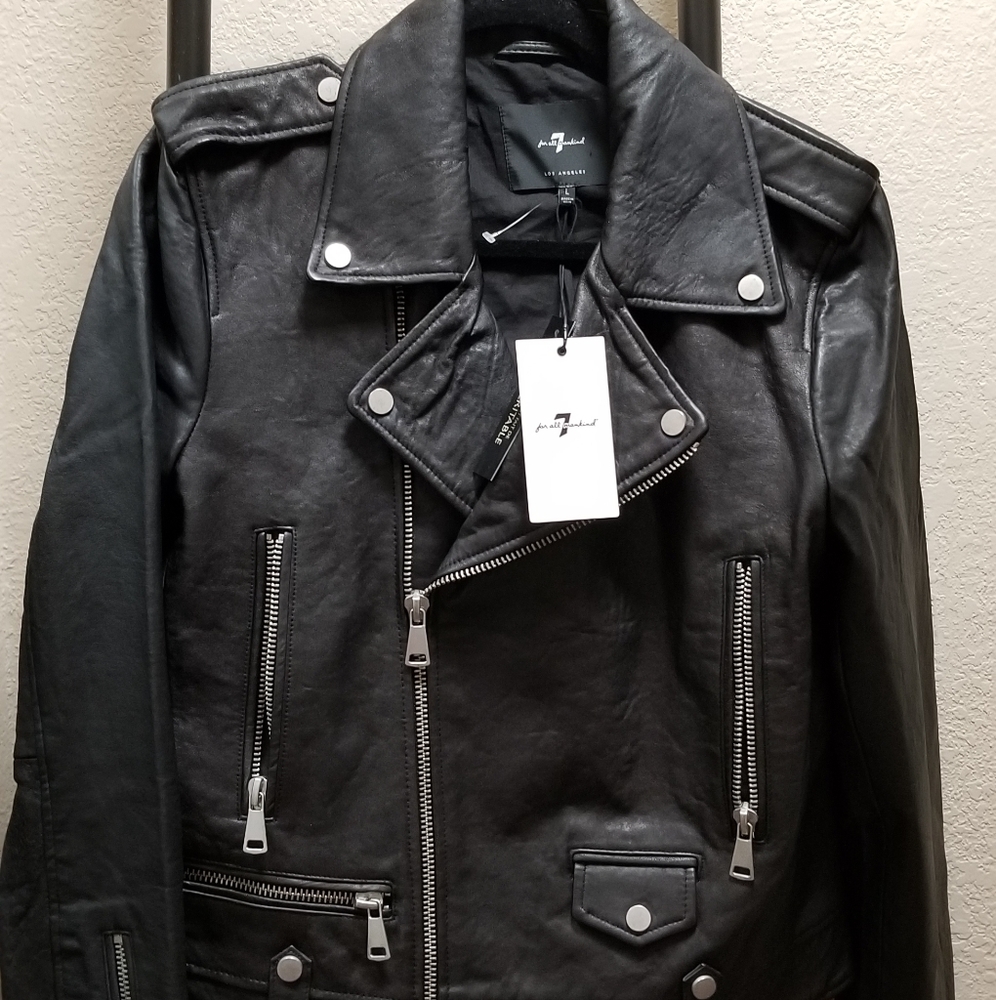 NWT 7 for all mankind leather moto jacket